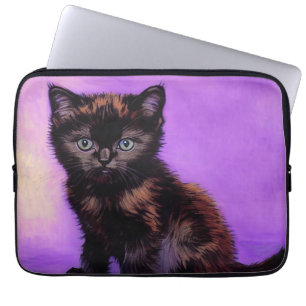 Housse Pour Ordinateur Portable Van Gogh Style Chat pourpre