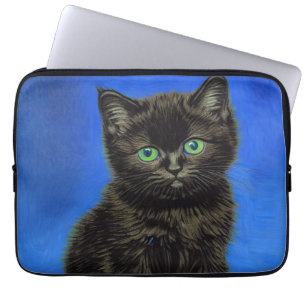 Housse Pour Ordinateur Portable Van Gogh Style Kitten noir