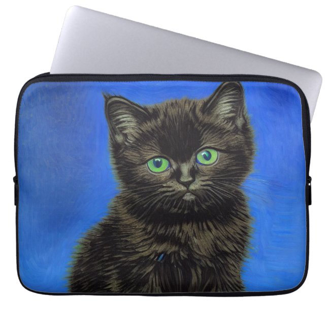 Housse Pour Ordinateur Portable Van Gogh Style Kitten noir (Devant)