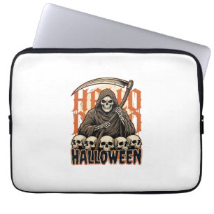 Housse Pour Ordinateur Portable Vecteur de crâne de faucheuse d'Halloween