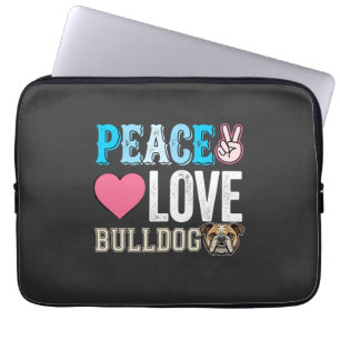Housse Pour Ordinateur Portable Vecteur Peace Love Bulldog