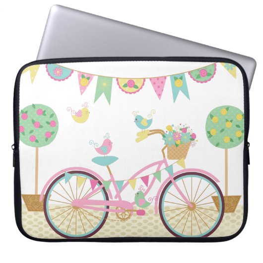 Housse Pour Ordinateur Portable Vélo rose mignon (Devant)