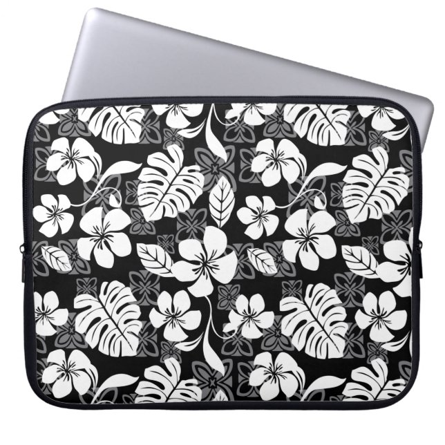 HOUSSE POUR ORDINATEUR PORTABLE VENDREDI ALOHA (NOIR & GRIS) (Devant)