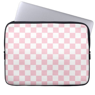 Housse Pour Ordinateur Portable Vérifier le Motif de tableau de bord rose et blan