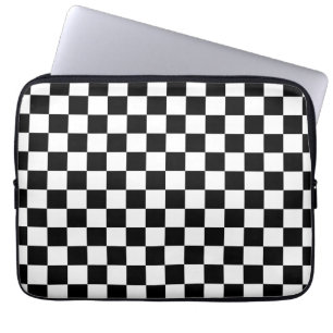 Housse Pour Ordinateur Portable Vérifier noir blanc À damiers Motif tableau de b