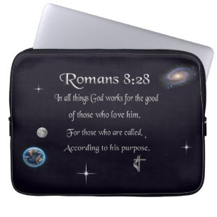 Housse Pour Ordinateur Portable verset biblique chrétien Romains 8:28