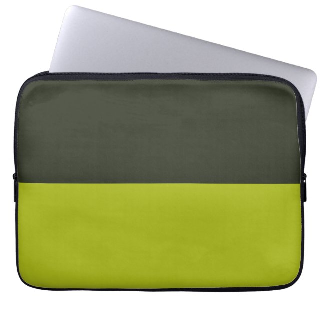Housse Pour Ordinateur Portable Vert acide - Noir verdâtre (Devant)