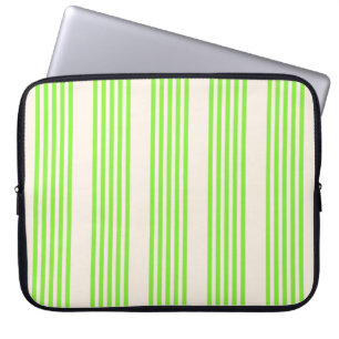 Housse Pour Ordinateur Portable Vert citron vert et beige cinq rayures motif