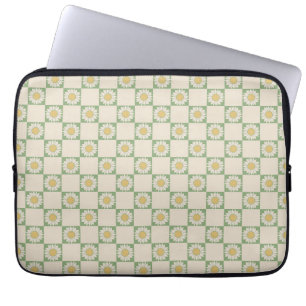 Housse Pour Ordinateur Portable Vert esthétique À damiers tournesol Motif Y2K