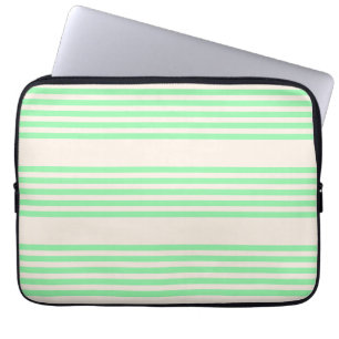 Housse Pour Ordinateur Portable Vert et beige cinq rayures motif