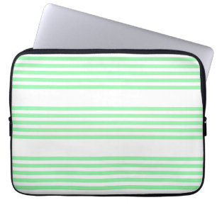 Housse Pour Ordinateur Portable Vert et blanc cinq bandes motif