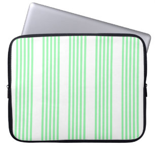 Housse Pour Ordinateur Portable Vert et blanc cinq bandes motif