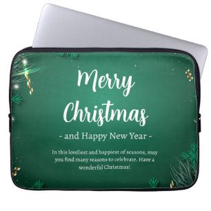 Housse Pour Ordinateur Portable Vert et blanc Simple jour de Noël Néoprène 13"