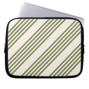Housse Pour Ordinateur Portable Vert olive et beige cinq rayures motif