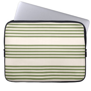 Housse Pour Ordinateur Portable Vert olive et beige cinq rayures motif