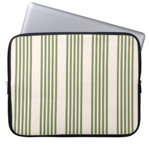 Housse Pour Ordinateur Portable Vert olive et beige cinq rayures motif