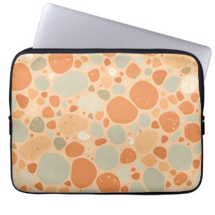 Housse Pour Ordinateur Portable Vert Sauge Abricot Motif Galet Abstrait Organique
