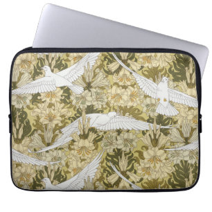 Housse Pour Ordinateur Portable Vert sauge vintage motif floral Dove & Lily