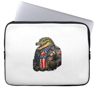 Housse Pour Ordinateur Portable Veste en cuir de motard alligator patriotique féro