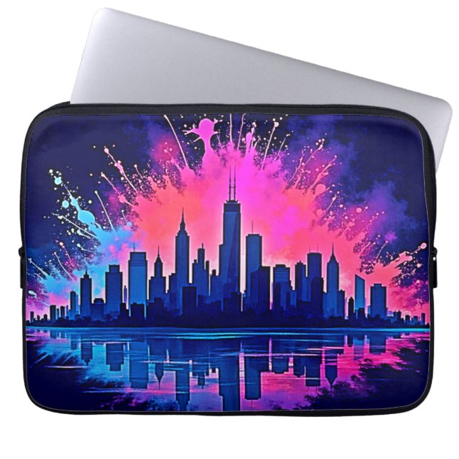 Housse Pour Ordinateur Portable Vibrant art de splash Cityscape (Devant)