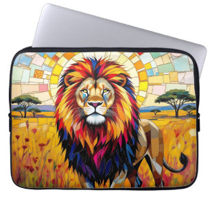Housse Pour Ordinateur Portable Vibrant Colorée Lion mosaïque