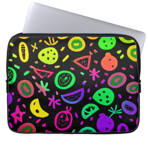 Housse Pour Ordinateur Portable Vibrant Neon Fruits Motif Art