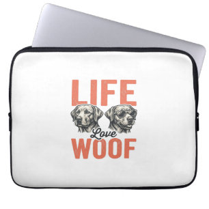 Housse Pour Ordinateur Portable Vie Amour Woof Chien Graphisme Rétro_1