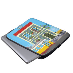Housse Pour Ordinateur Portable Vieille maison de Lisbonne avec chats et tramway j