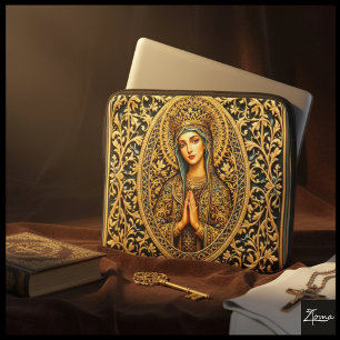 Housse Pour Ordinateur Portable Vierge Marie Révérence Dorée