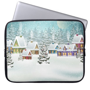 Housse Pour Ordinateur Portable Village d'hiver : paysage enneigé
