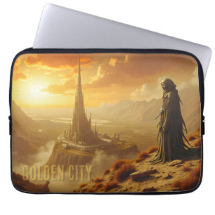 Housse Pour Ordinateur Portable Ville dorée Art Futuriste Sci-Fi Fantastique