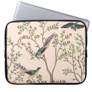 Housse Pour Ordinateur Portable Vintage arbre de jardin, oiseau floral sans coutur