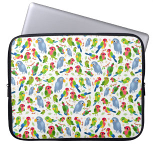 Housse Pour Ordinateur Portable Vintage Birds Motif, Colorful parakeet motif
