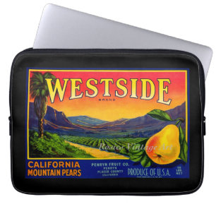 Housse Pour Ordinateur Portable Vintage California Pears Étiquette de fruits