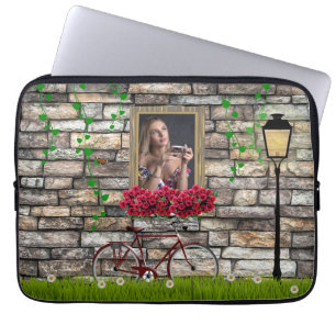 Housse Pour Ordinateur Portable Vintage Fairytale Vélo Roses cadre photo fille