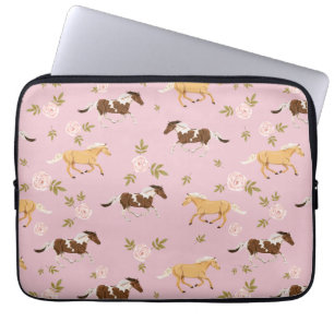 Housse Pour Ordinateur Portable Vintage Floral Horse Motif