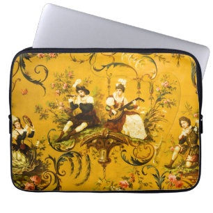 Housse Pour Ordinateur Portable Vintage French Gold Yellow Toile Victorian Floral