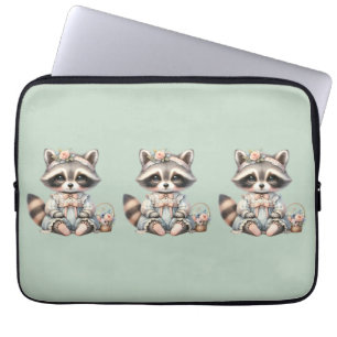 Housse Pour Ordinateur Portable Vintage habillé Cottagecore Raccoon Pastel