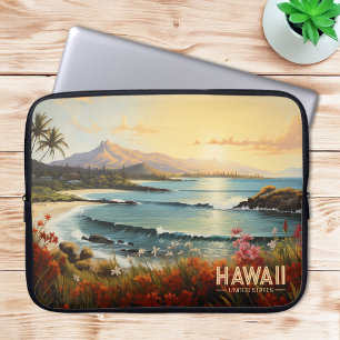 Housse Pour Ordinateur Portable Vintage Hawaii Beach Tropical Paradise Peinture