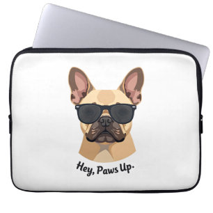Housse Pour Ordinateur Portable Vintage Hey, Paws Up Lunettes de soleil Bouledogue
