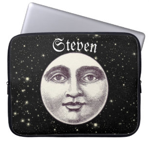 Housse Pour Ordinateur Portable Vintage homme dans la lune pleine lune visage noir