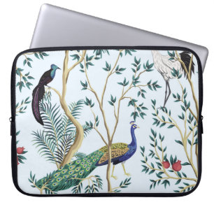 Housse Pour Ordinateur Portable Vintage jardin grenade arbre fruitier, oiseau exot