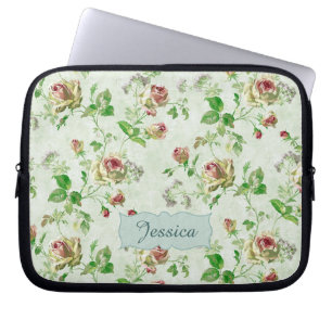 Housse Pour Ordinateur Portable Vintage motif floral rose Roses personnalisées
