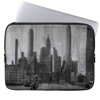 Housse Pour Ordinateur Portable Vintage New York City en noir et blanc