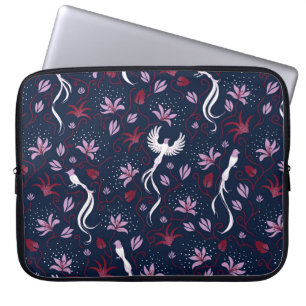 Housse Pour Ordinateur Portable vintage paradis oiseau répétition sans couture mot