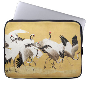 Housse Pour Ordinateur Portable Vintages troupeaux d'oiseaux de grue japonais
