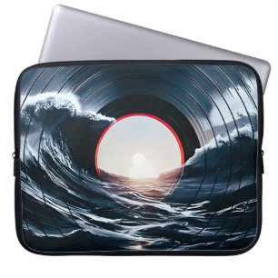 Housse Pour Ordinateur Portable Vinyle Vintage Surf Vague Océan Musique Rétro