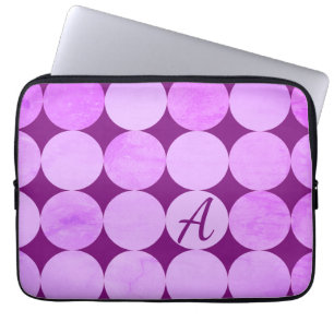 Housse Pour Ordinateur Portable Violet, Violet Magenta et Cercles roses Monogramme