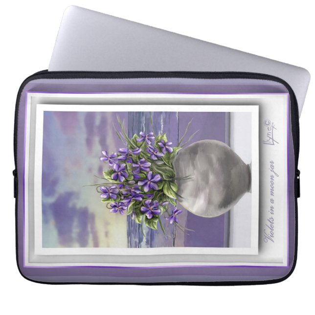 Housse Pour Ordinateur Portable violettes dans un bocal de lune (Devant)