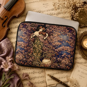 Housse Pour Ordinateur Portable Violoniste Art Nouveau dans les Fleurs – Floral Vi